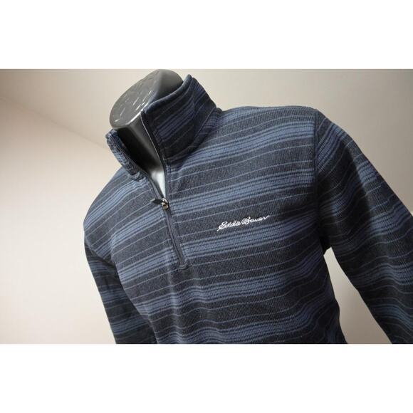 Eddie Bauer Camp Sweater 1/4 Zip Fleece Pullover Striped Mens Size Medium - Picture 1 of 8